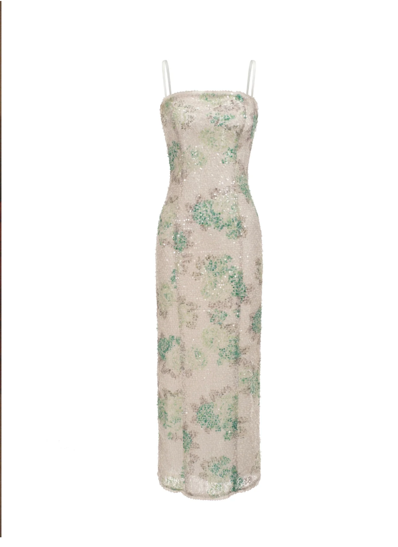 Sequin and Print Dress