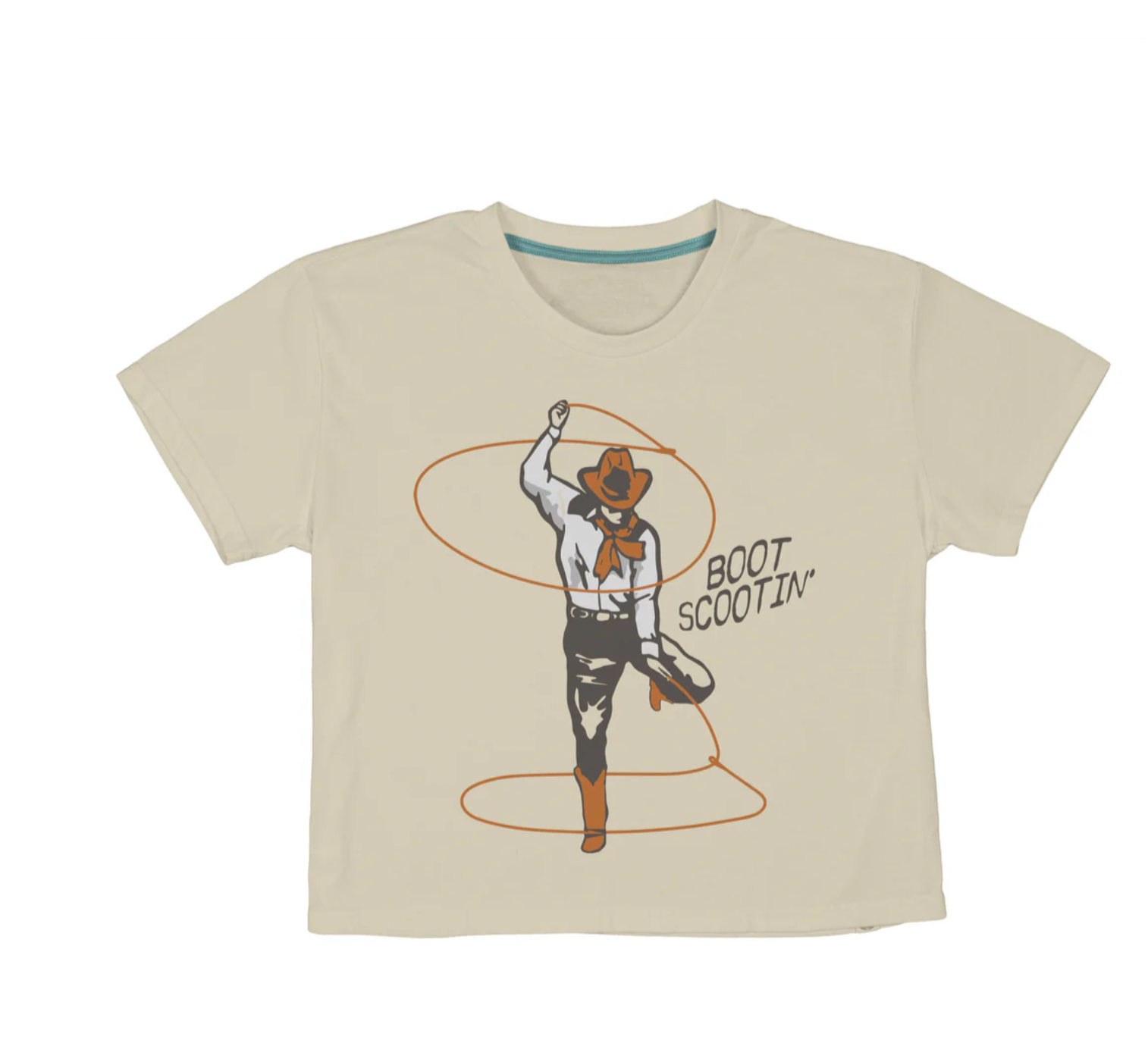 BOOT SCOOTIN WOMENS CROP TEE VINTAGE WHITE