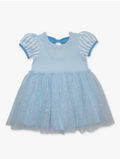 Crystal Blue Princess Short Sleeve Princess Bow Twirl Dress