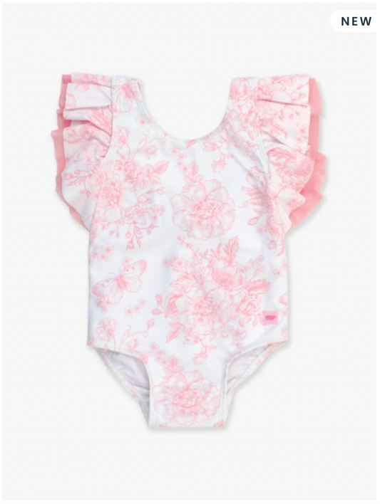 Bubblegum Pink Butterfly Garden Toile Butterfly One Piece