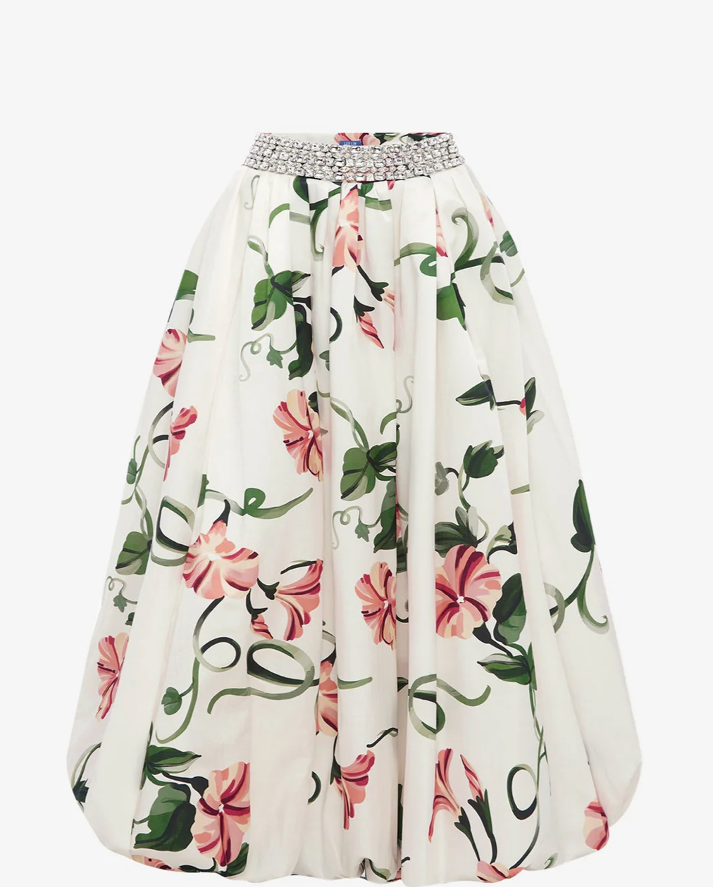 Victoria Puff Maxi Skirt - Vine Print in Snow