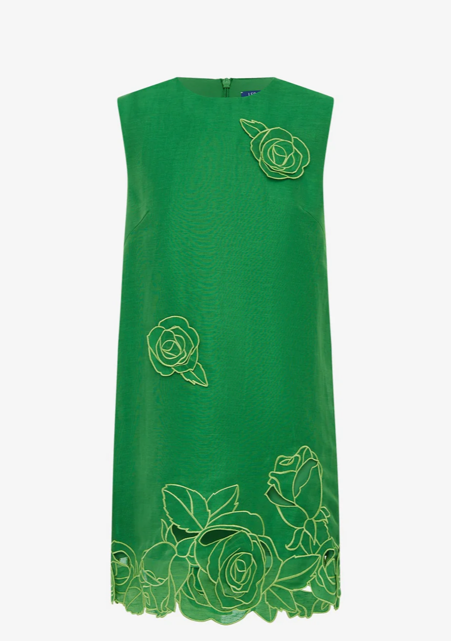 Yvonne Applique Mini Dress- Verdant