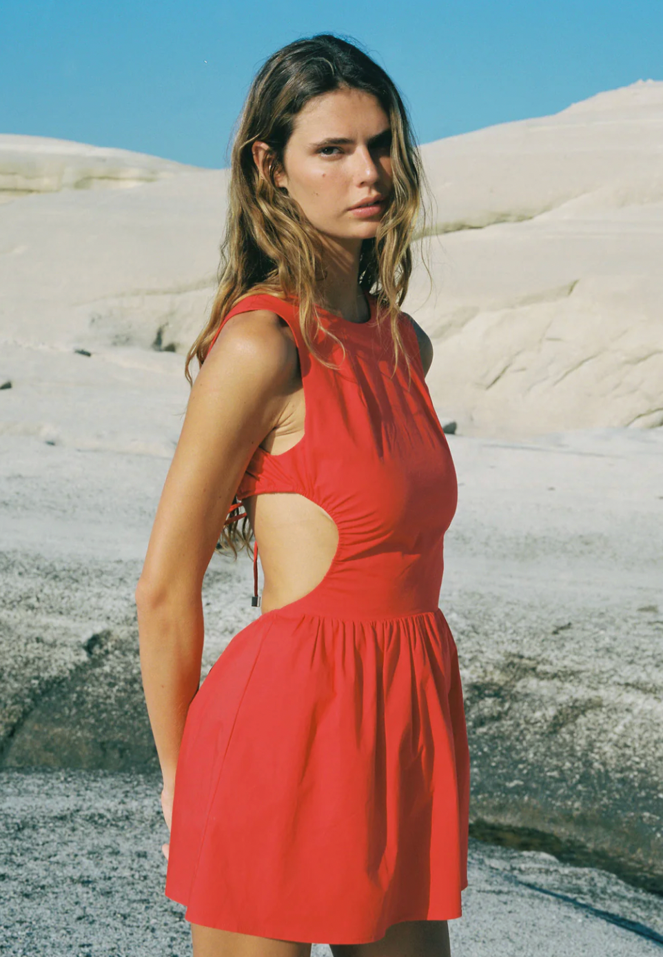 Sabine Mini Dress Poplin Lipstick Red