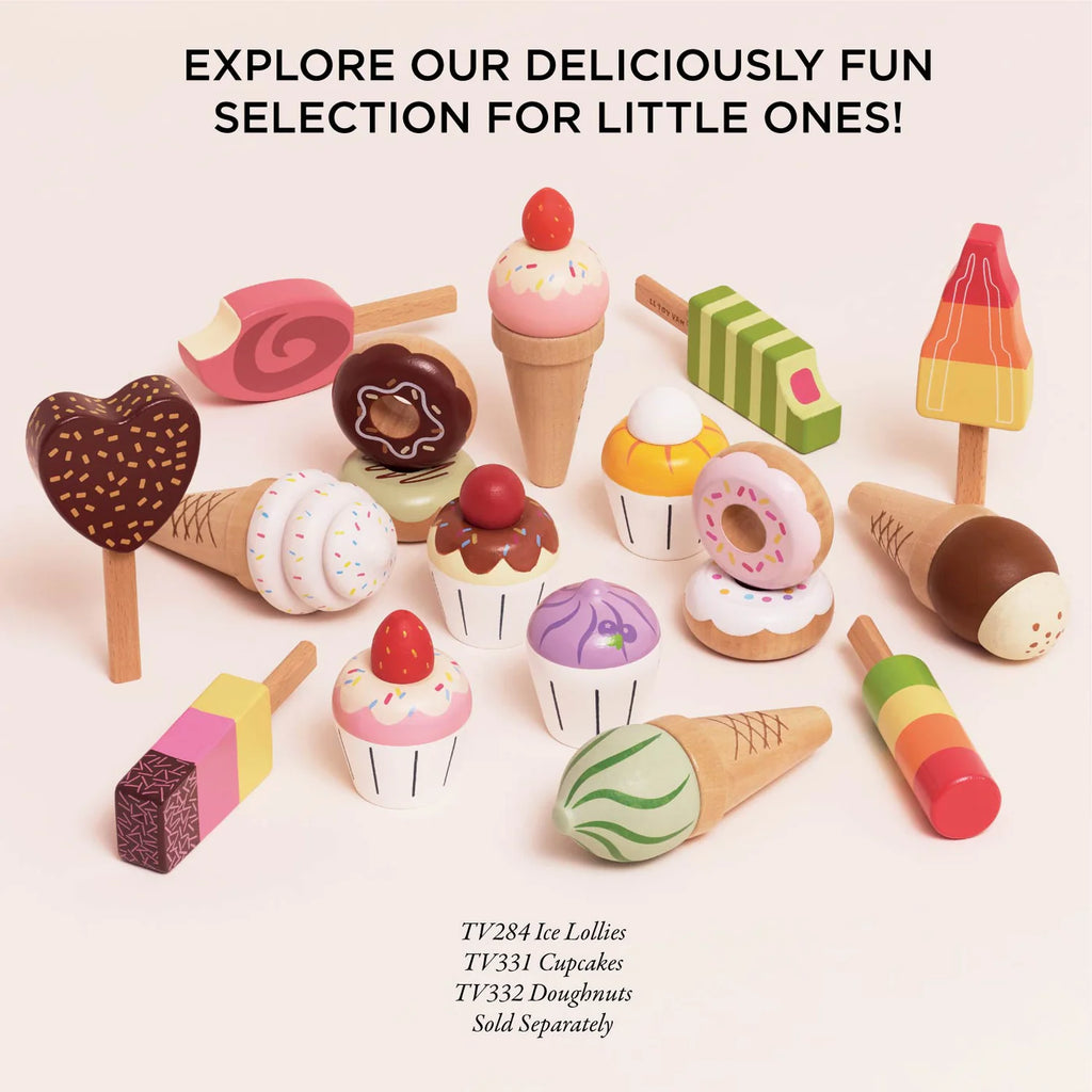 Wooden Ice Cream Stand & Toppings