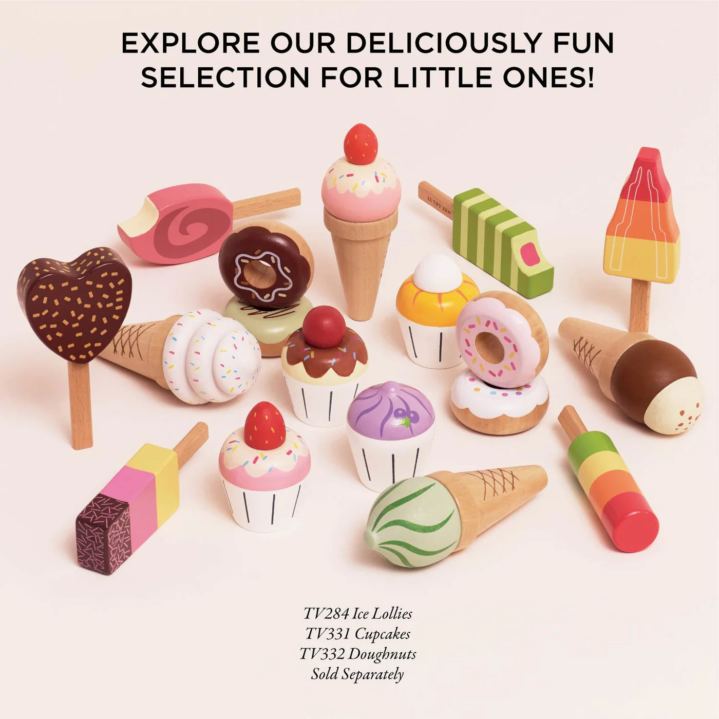 Wooden Ice Cream Stand & Toppings