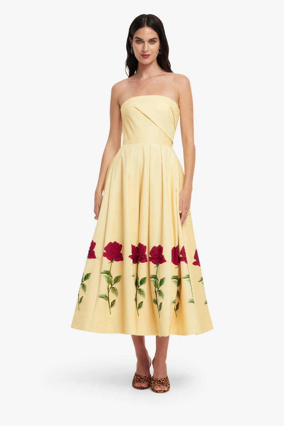 Lynn Embellished Rose Bustier Midi Dress