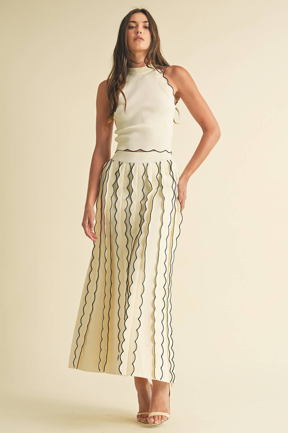 Collene Scalloped White Skirt