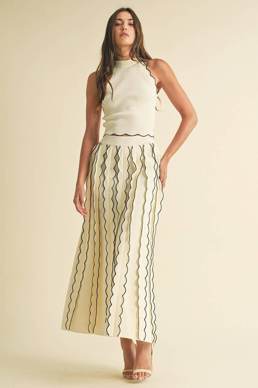 Collene Scalloped White Skirt