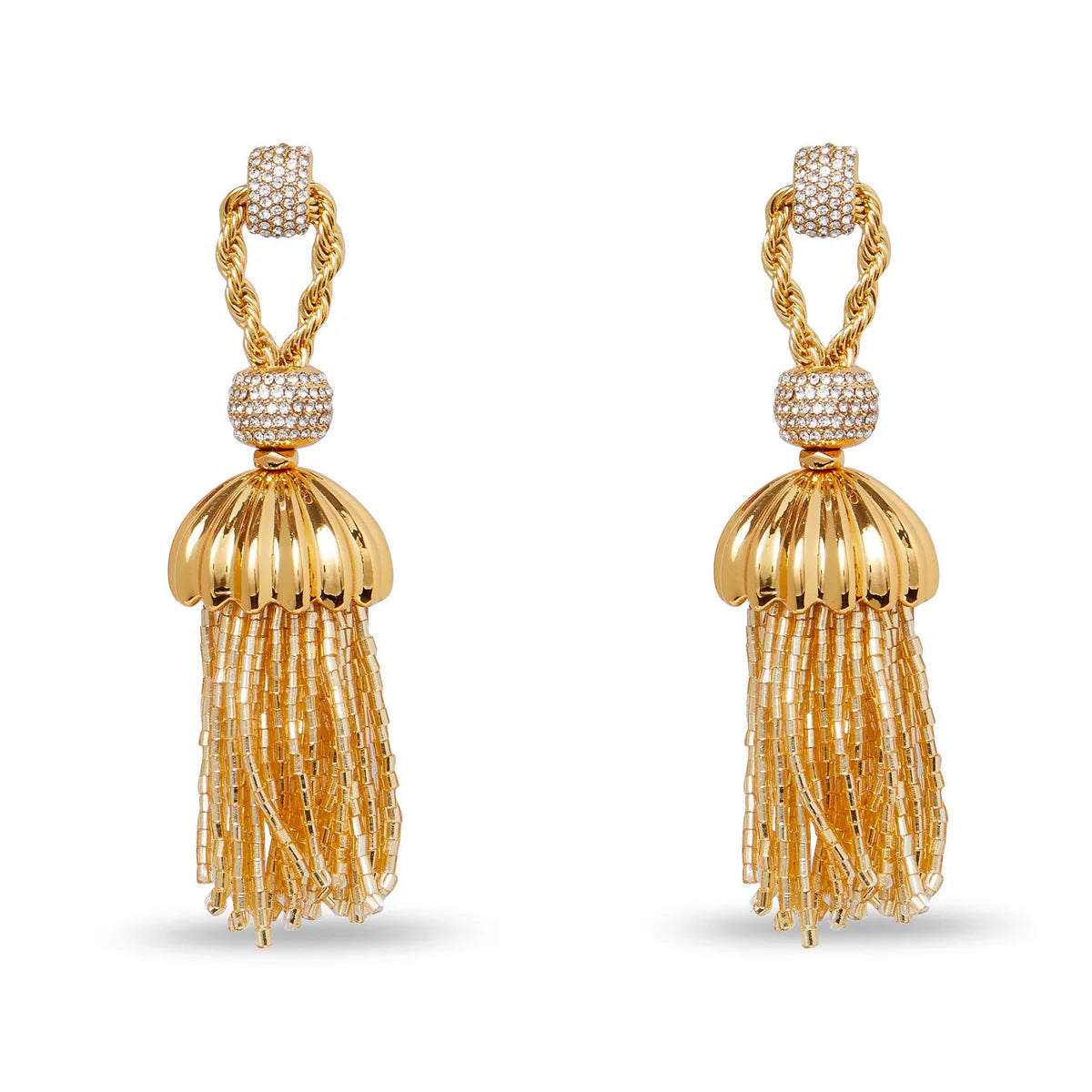 GOLD CHATEAU ROPE TASSEL EARRINGS