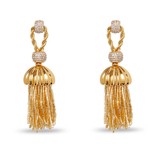 GOLD CHATEAU ROPE TASSEL EARRINGS