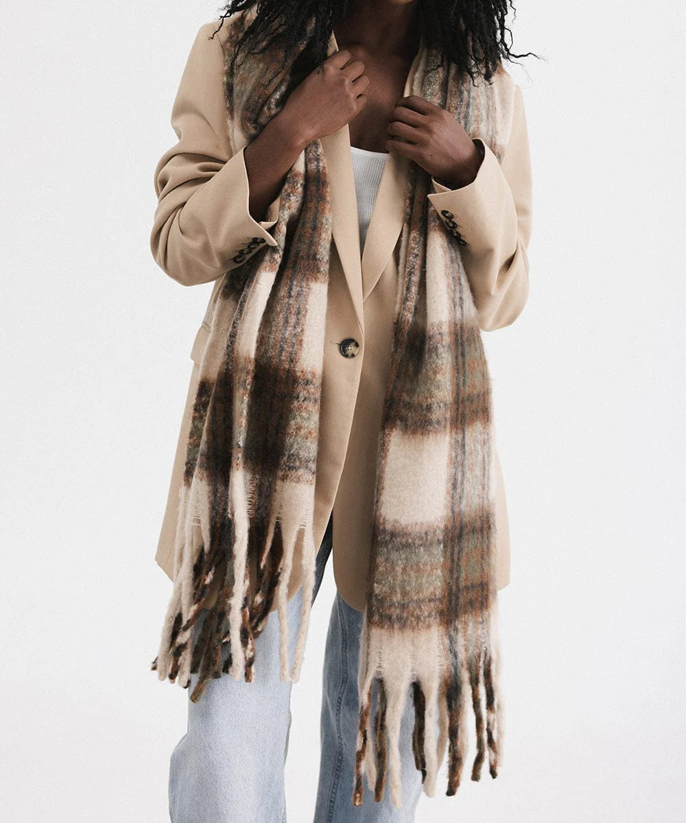 MIK Oversized Scarf- Tan/Cream